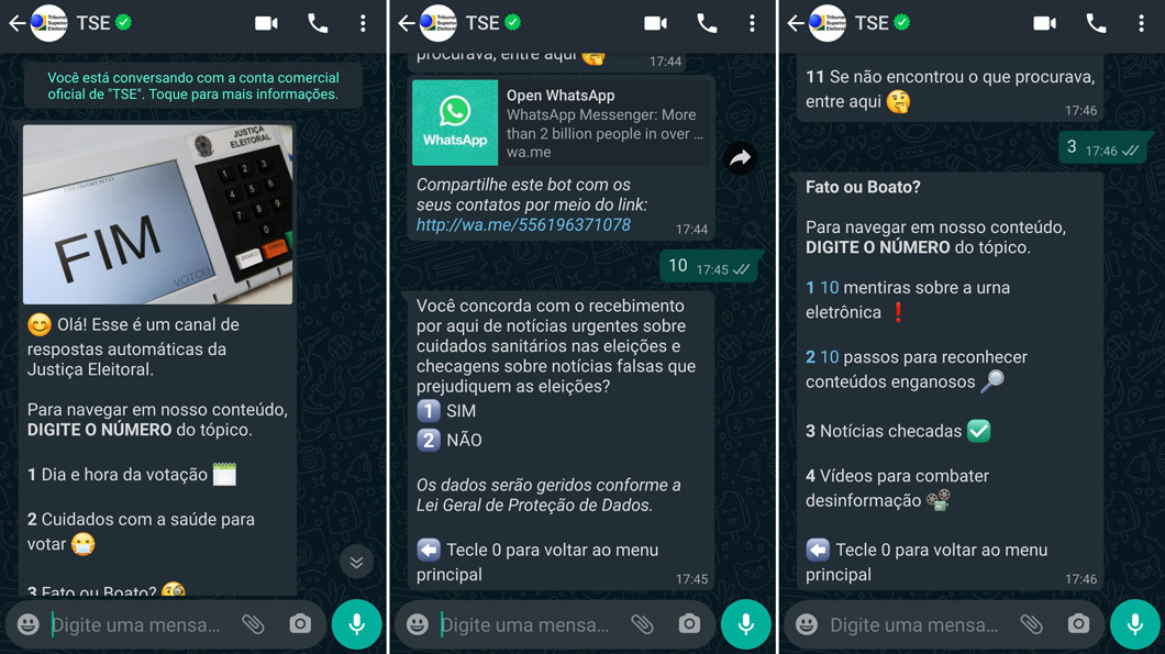 TSE libera bot de WhatsApp sobre Eleições 2020