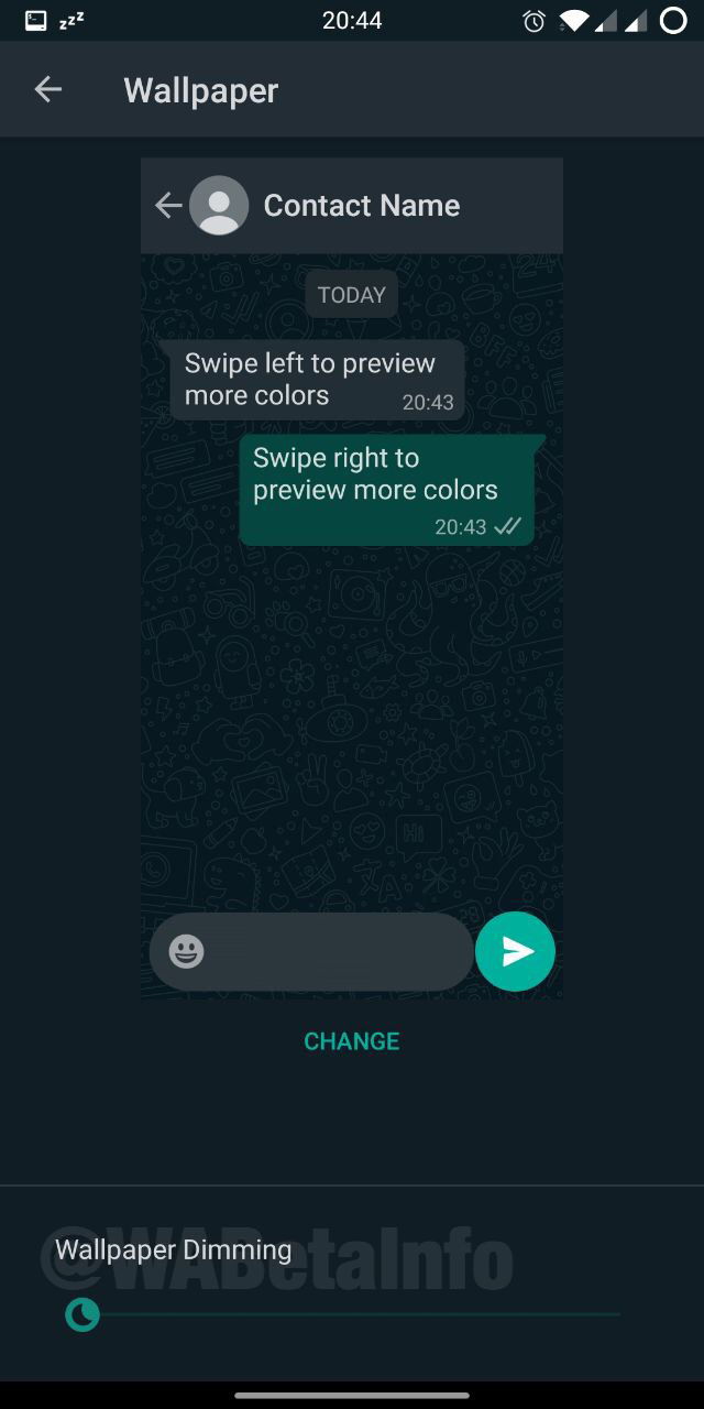 WhatsApp testa ajuste de brilho do plano de fundo