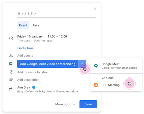 Meet no Google Agenda (Imagem: Google)