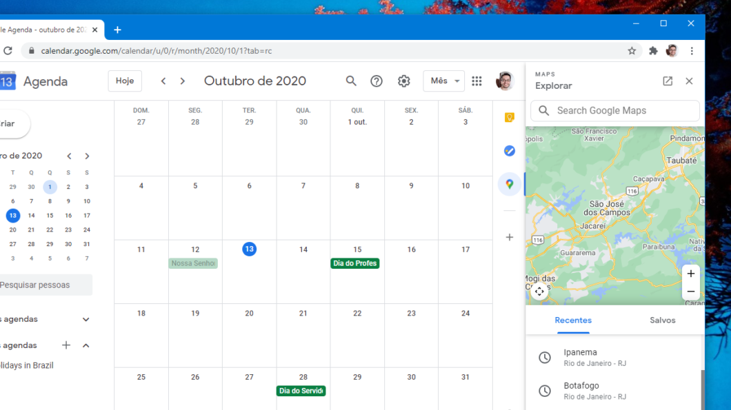 Google Agenda com Maps (Imagem: Felipe Ventura/Tecnoblog)