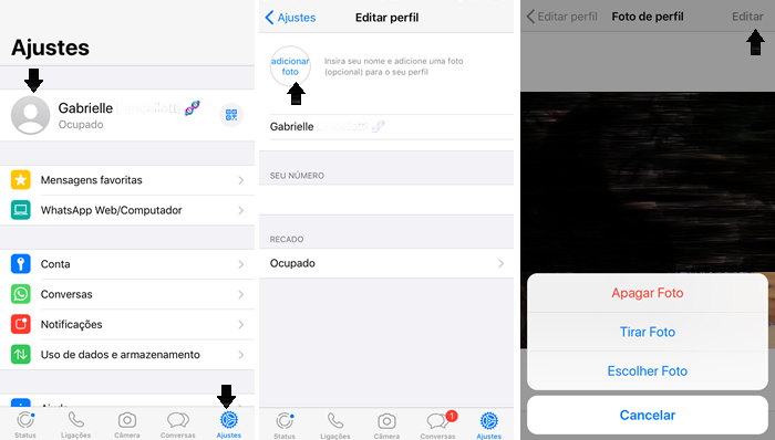 Como colocar foto no perfil do WhatsApp/Reprodução Gabrielle Lancellotti