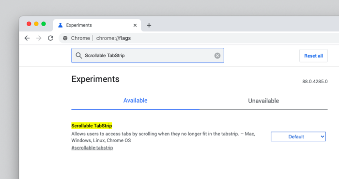 Google Chrome testa rolagem para gerenciar abas abertas (Imagem: Reprodução/Tecnoblog)