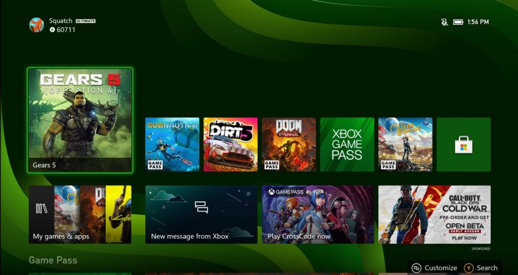 Esta é uma tela oficial da interface do Xbox Series X, que vale para o Series S e Xbox One também (Imagem: Microsoft)