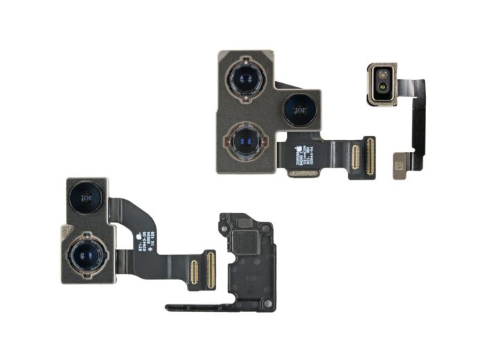 Módulos de câmeras do iPhone 12 e do iPhone 12 Pro (imagem: iFixit)