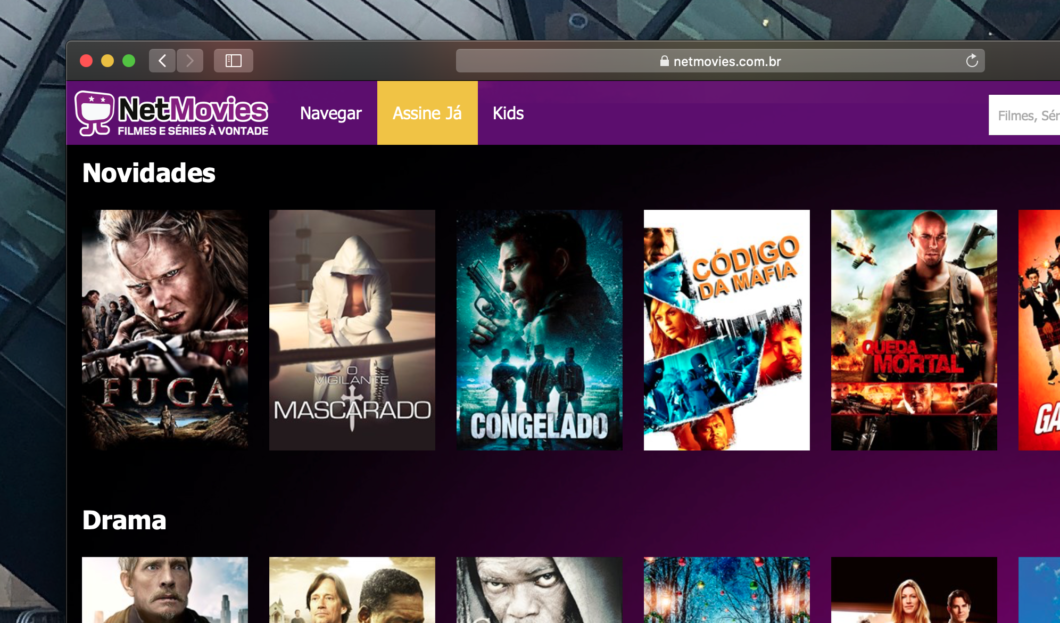 Site da Netmovies. (Imagem: Reprodução/Site Netmovies)