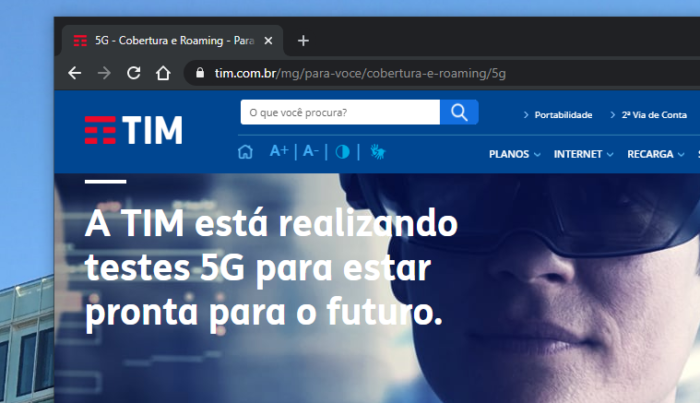 Site da TIM sobre 5G. Imagem: Divulgação/Site TIM