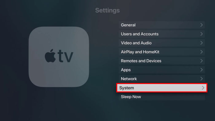 Menu Ajustes da Apple TV (Imagem: Reprodução/Apple)