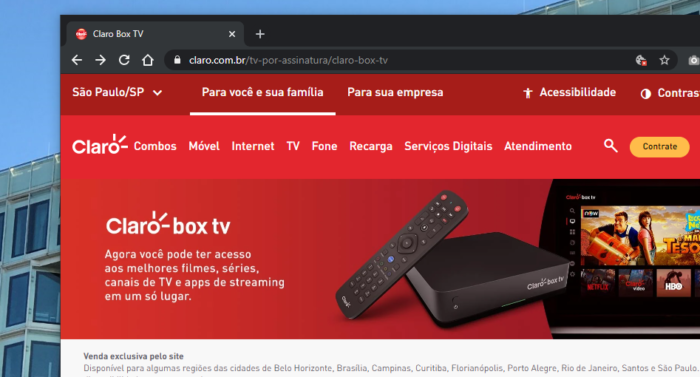 Claro Box TV (Imagem: Reprodução/Site Claro)