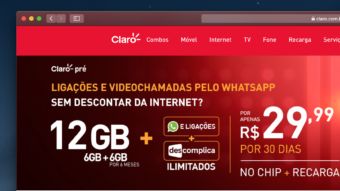 Claro tem plano pré-pago com até 12 GB por R$ 30 mensais