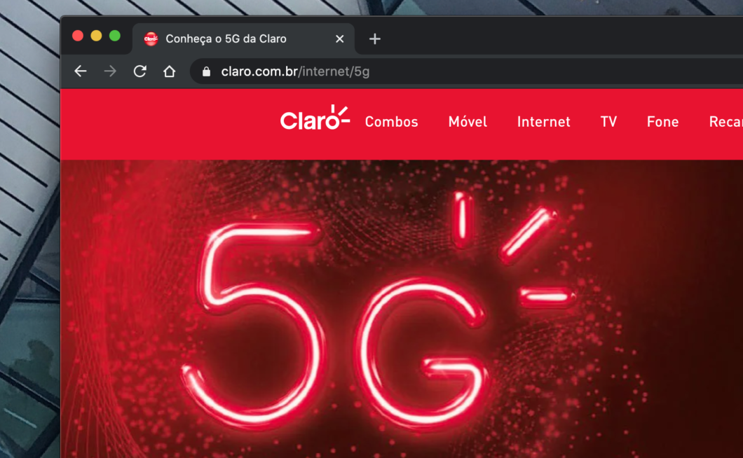 Portal da Claro sobre 5G (Imagem: Reprodução/Site Claro)