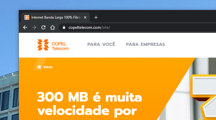 Site da Copel Telecom (Imagem: Reprodução)