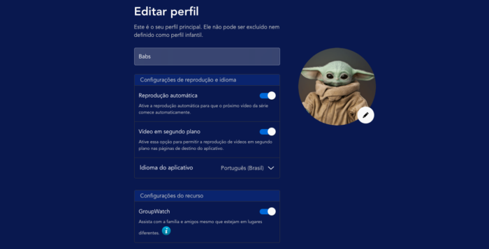 editar perfil no disney+ (imagem: reprodução/disney)