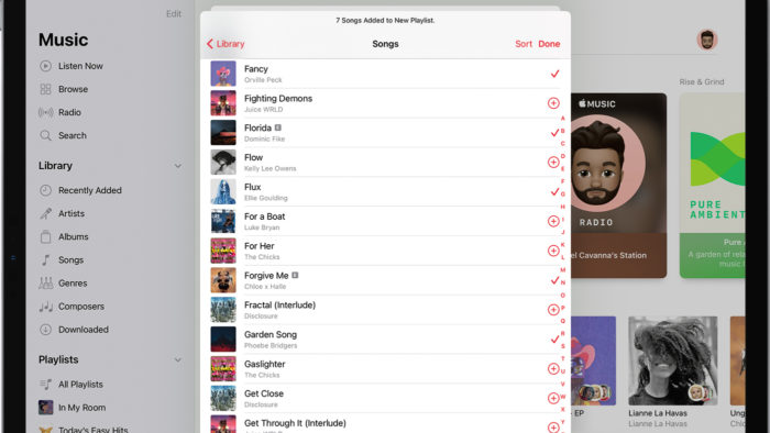 Como criar a playlist no iPad (Imagem: Reprodução / Apple Music)