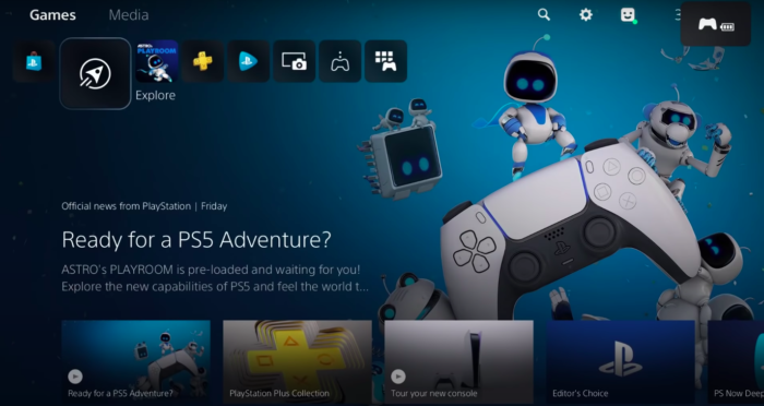 PS5 mostra primeiras opções de configuração (Imagem: Sony)