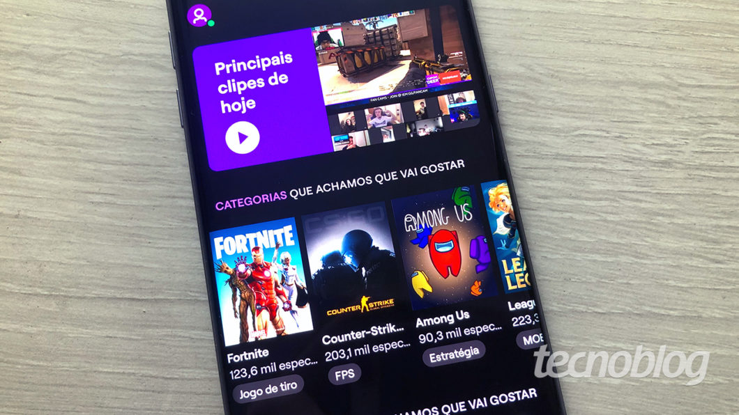 Aplicativo da Twitch (Imagem: Victor Hugo Silva/Tecnoblog)