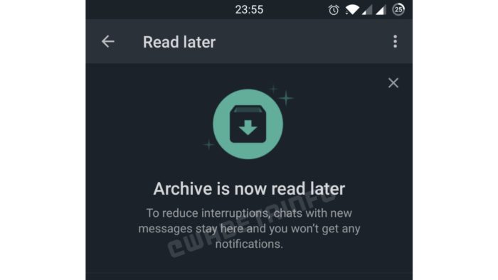 WhatsApp trabalha em seção "ler mais tarde" (Imagem: Reprodução/WABetaInfo)