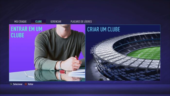 Crie um clube ou encontre um para jogar (Imagem: Reprodução / FIFA 21)