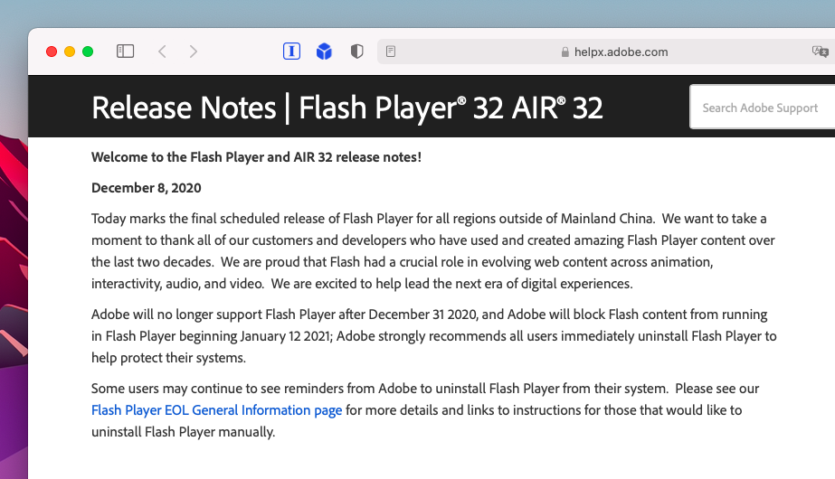 Adobe Flash Player recebe última atualização (Imagem: Reprodução/Tecnoblog)