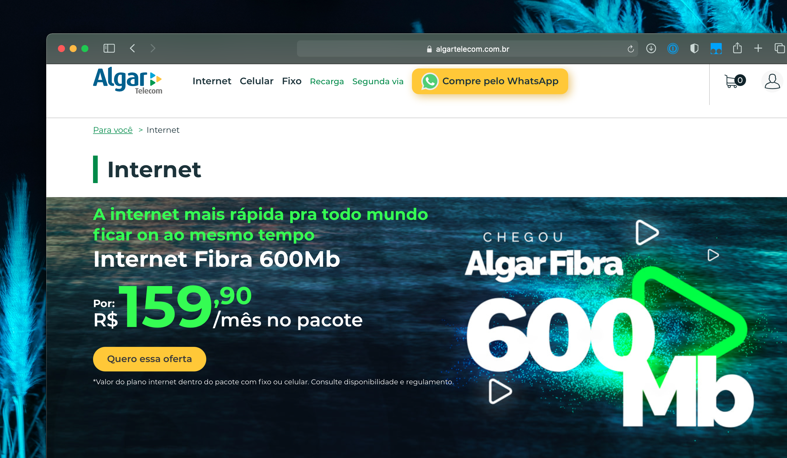 Algar anuncia internet gigabit e desconto em plano de 600 Mb/s