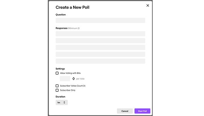 Processo para criação de enquete na Twitch (Imagem: Divulgação/Twitch)