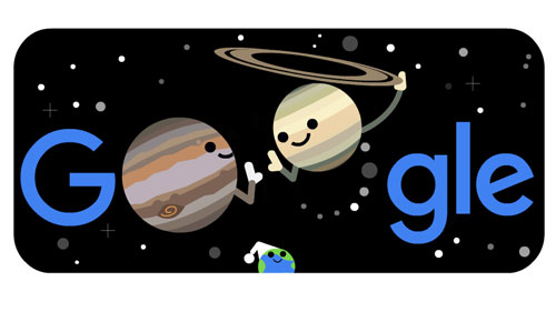 Google Doodle ilustra alinhamento entre Júpiter e Saturno