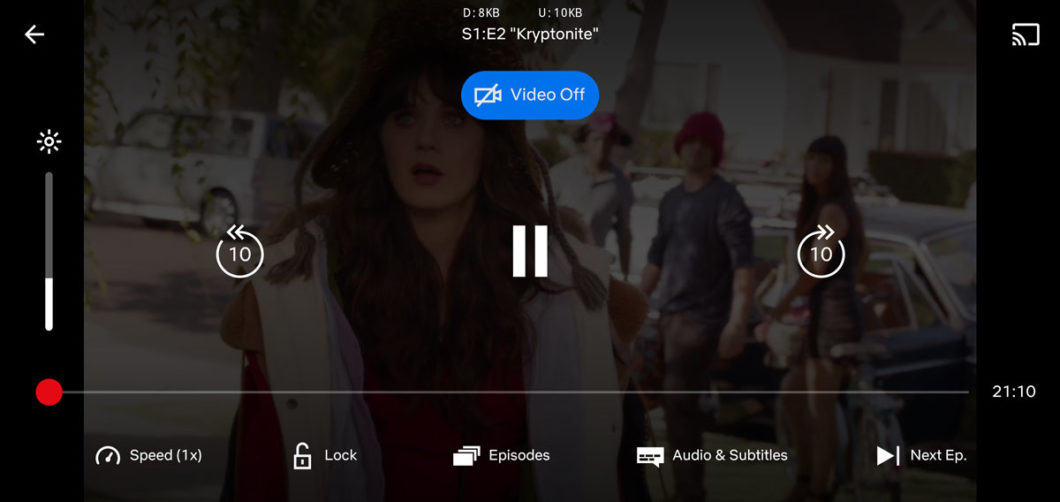 Botão "vídeo desligado" na Netflix (Imagem: Reprodução/Android Police)