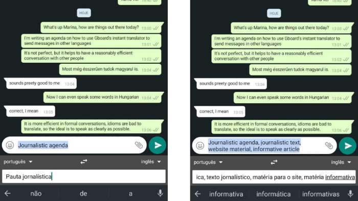 Buscar sinônimos em seu idioma facilita a tradução no WhatsApp (Imagem: Leandro Kovacs/Reprodução)