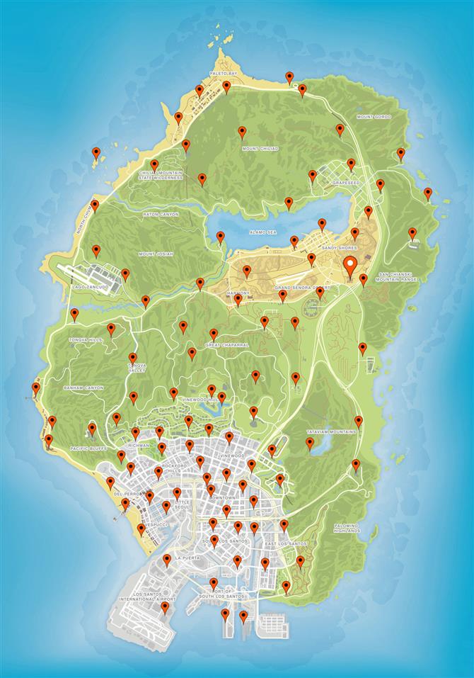 GTA V: conheça o mapa e onde pegar os itens coletáveis - Liga dos Games