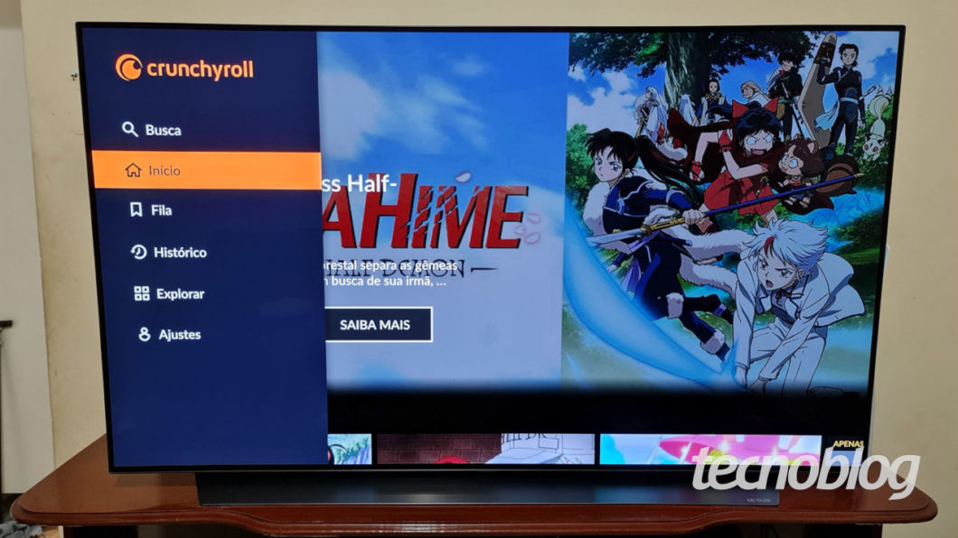 Crunchyroll em Smart TV (Imagem: Ronaldo Gogoni/Tecnoblog)