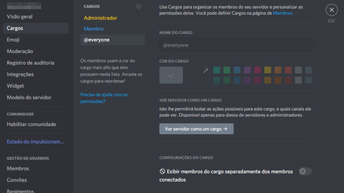 Página de Membros – Discord