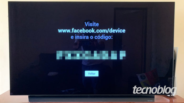 Tela de login do Facebook Watch em TVs (Imagem: Ronaldo Gogoni/Tecnoblog)
