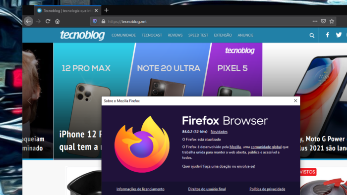 Mozilla Firefox 84 (Imagem: reprodução)