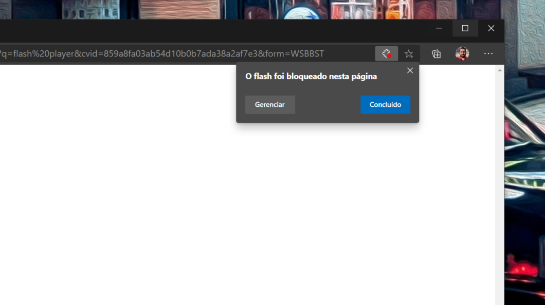 Adobe Flash já é bloqueado no Microsoft Edge (Imagem: reprodução)