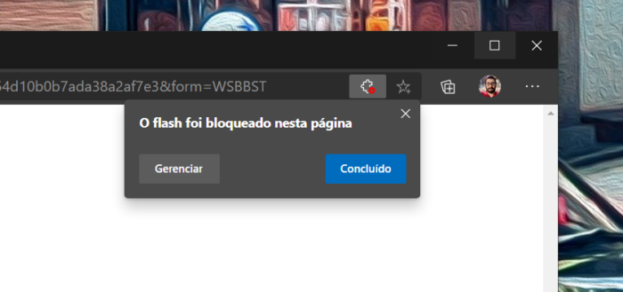 Adobe Flash já é bloqueado no Microsoft Edge (Imagem: reprodução)