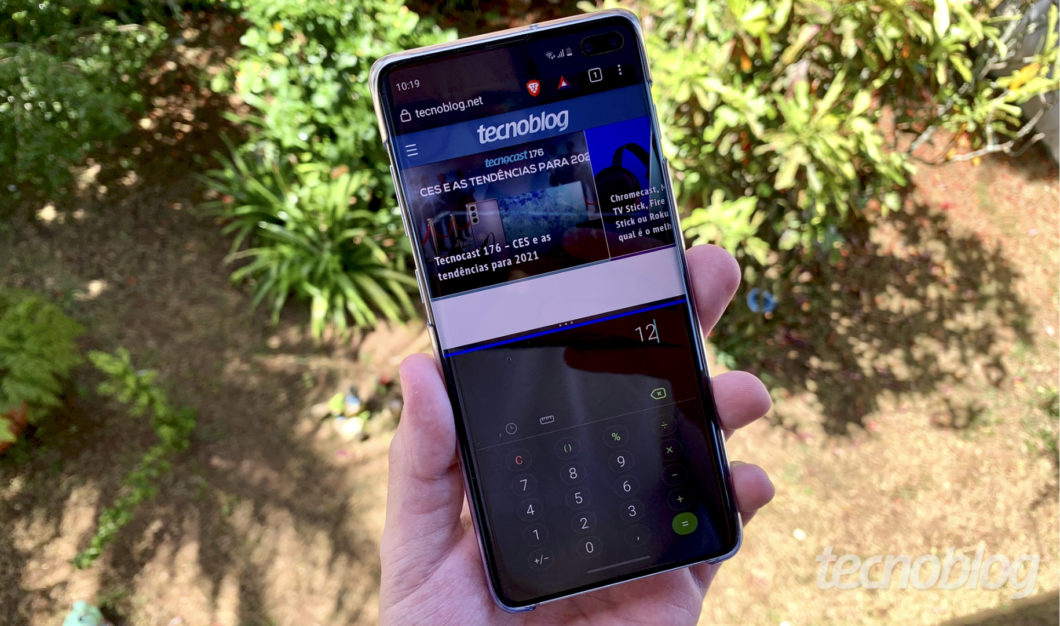 Tela dividida no Galaxy S10+ com Android 11 (Imagem: Bruno Gall De Blasi/Tecnoblog)