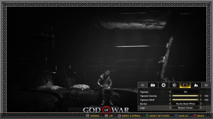 Menu do Modo Foto em God of War (Imagem: Divulgação/Santa Monica Studio/Sony Interactive Entertainment)