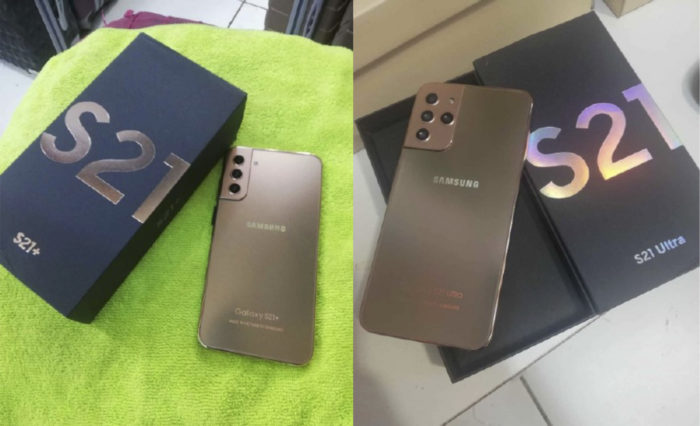 Samsung Galaxy S21+ (esquerda) e S21 Ultra (direita) falsos (Imagem: Reprodução/iFeng)