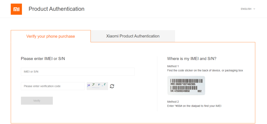 site oficial da xiaomi autenticação de produto