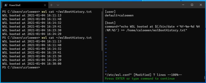 Execução de comando na inicialização (imagem: divulgação/Microsoft)