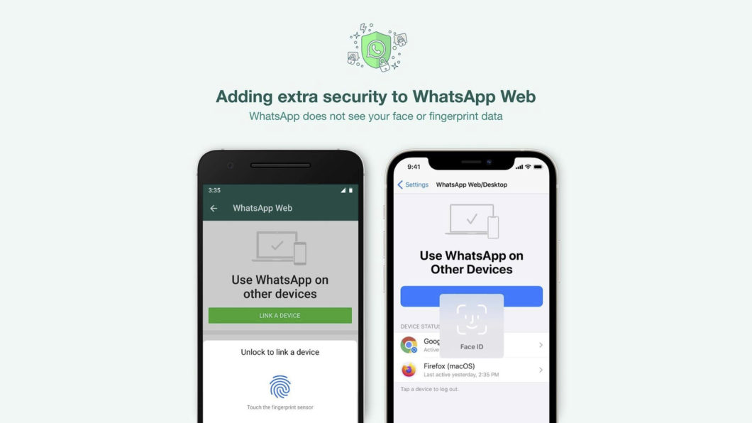 WhatsApp começa a solicitar biometria para liberar acesso à versão web (Imagem: Reprodução/WhatsApp/Instagram)