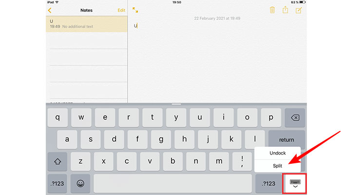 Ajustando teclado no iPad