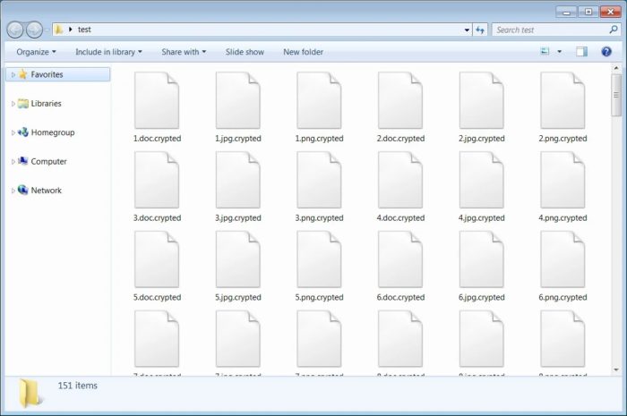 Arquivos criptografados pelo HelloKitty (imagem: Bleeping Computer)