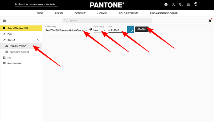 Descobrindo correspondente Pantone