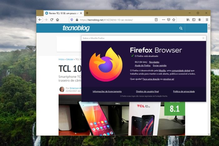 Firefox 86 (imagem: Emerson Alecrim/Tecnoblog)