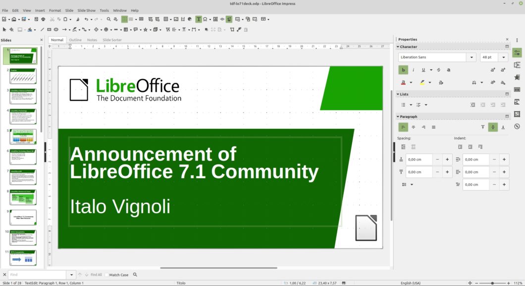 Impress no LibreOffice 7.1 (imagem: divulgação/TDF)