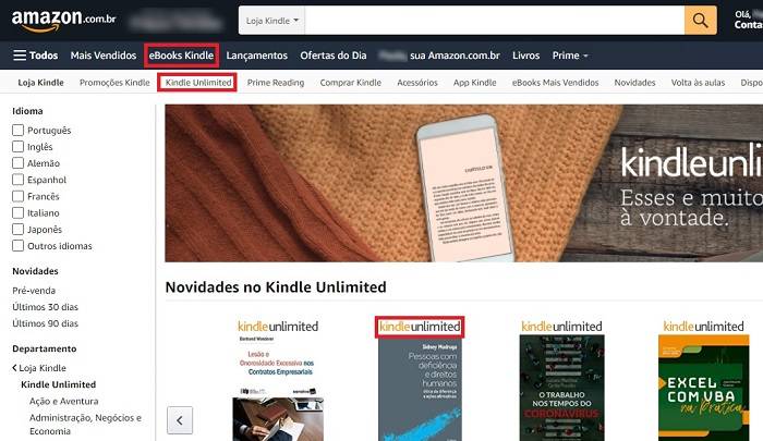 Como encontrar livros disponíveis do Kindle Unlimited / Amazon / Reprodução