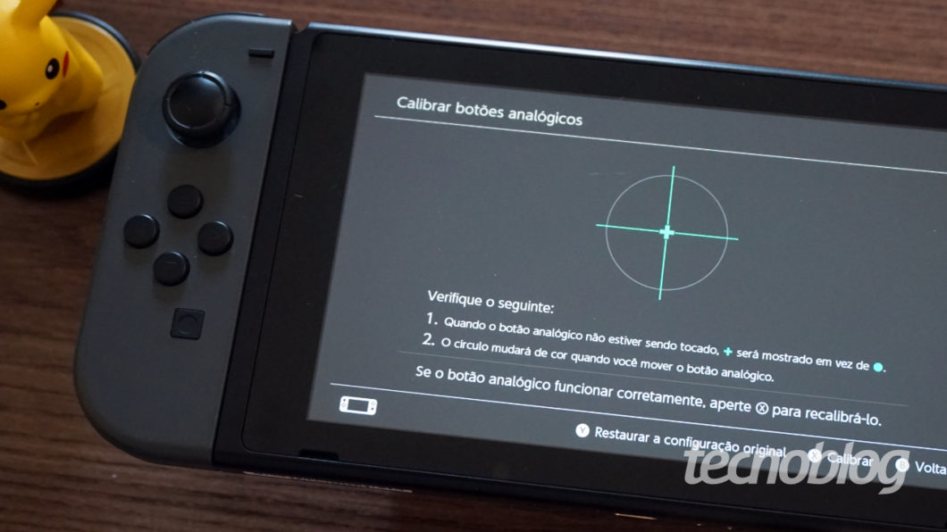 Calibragem dos Joy-Cons do Nintendo Switch (imagem: André Fogaça/Tecnoblog)