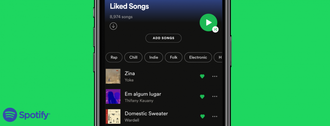 Filtros em músicas curtidas do Spotify