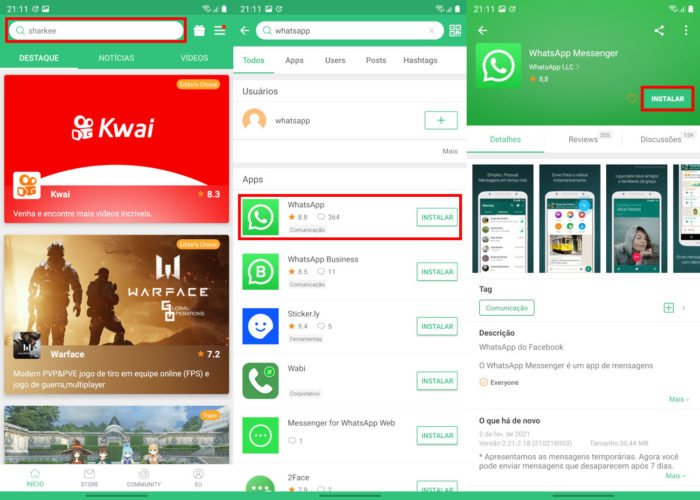 Instalando o WhatsApp pelo APKPure (Imagem: Reprodução/APKPure) / como baixar whatsapp sem play store