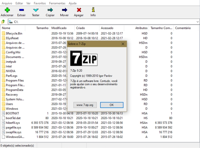 7-Zip para Windows (imagem: Emerson Alecrim/Tecnoblog)